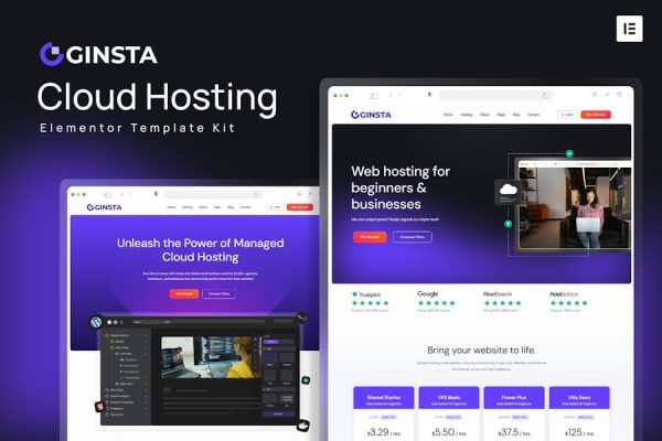 Ginsta – Cloud Hosting Company Elementor Template Kit