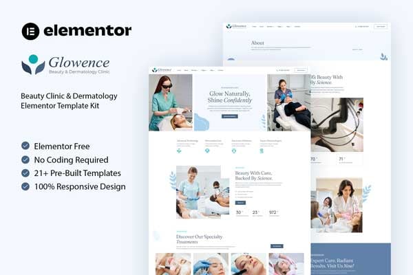 Glowence – Beauty Clinic & Dermatology Elementor Template Kit