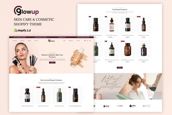 Glowup - Beauty Store Shopify Theme Skincare and Cosmetics eCommerce Shopify Theme. Makeup, Beauty care, Salon and Massage Spa Websites.