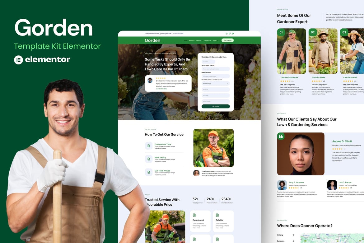 Gorden – Lawn & Gardening Service Elementor Template Kit