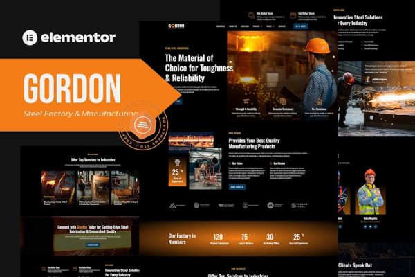 Gordon – Steel Factory & Industrial Plant Manufacturing Elementor Template Kit