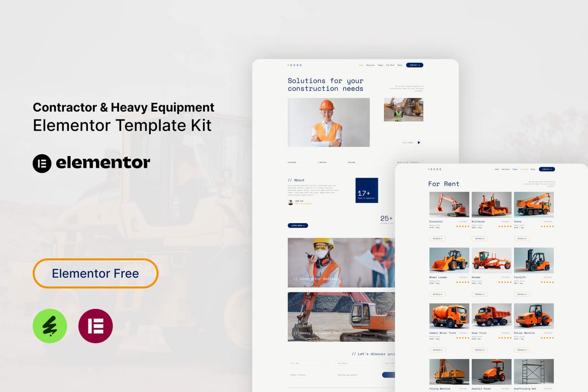 Goso – Contractor & Heavy Equipment Elementor Template Kit