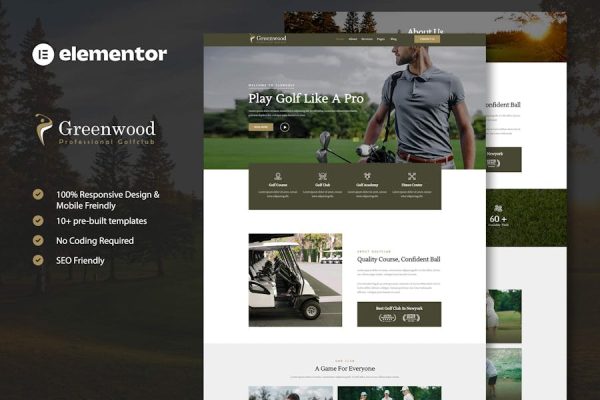 Greenwood – Golf Club & Academy Elementor Template Kit