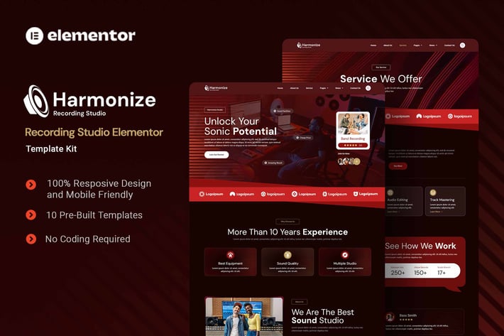 Harmonize – Recording Studio Elementor Template Kit