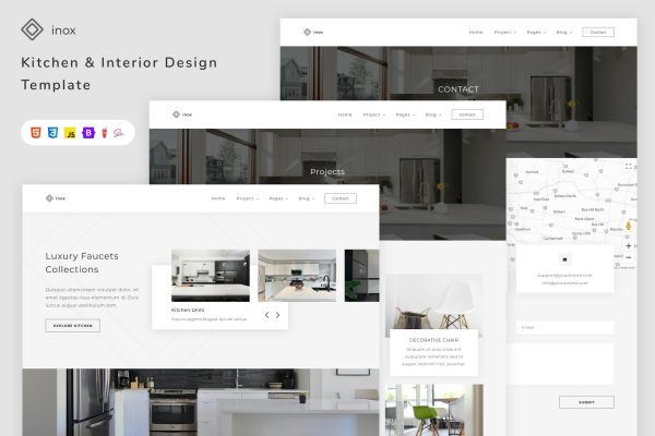 inox – Kitchen & Interior Design Template architect, architecture, building, construction, decor, estate, furniture, house, house design, html