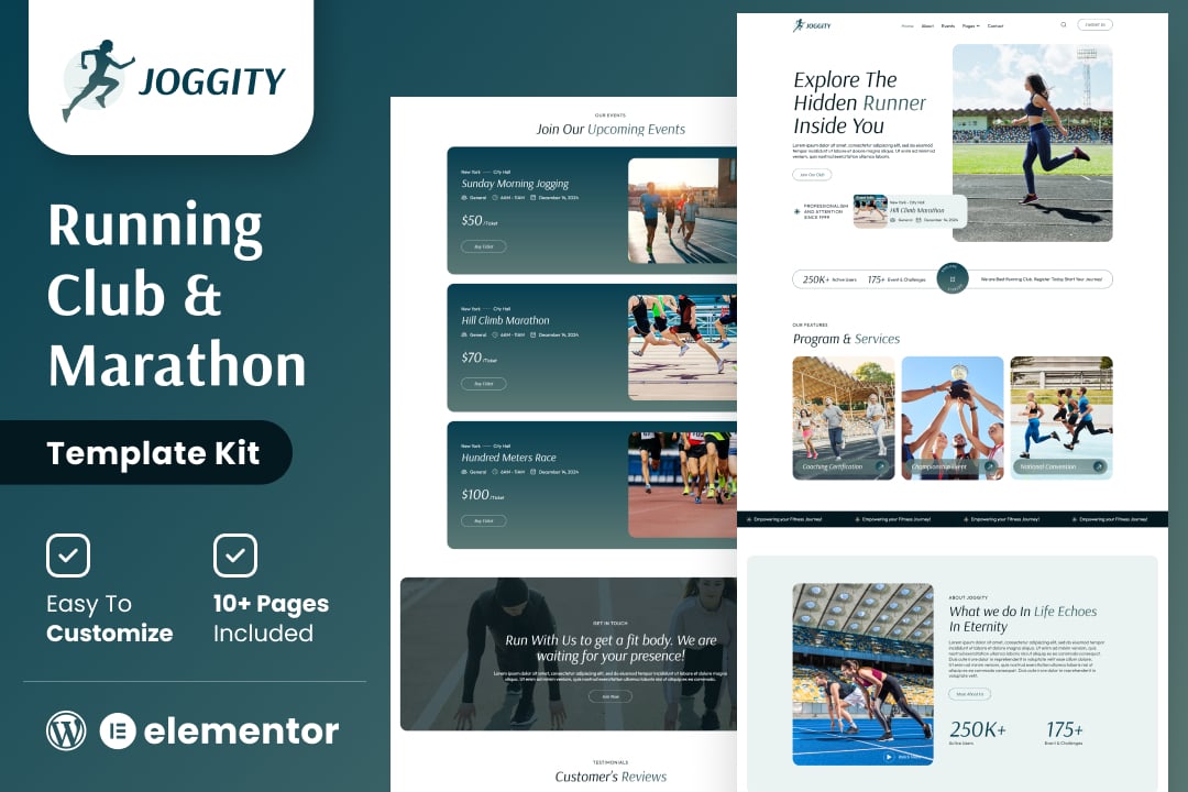 Joggity – Marathon Race & Running Elementor Template Kit