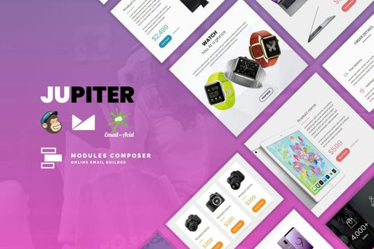 Jupiter – E-commerce Responsive Email Template Create beautiful responsive e-mail templates for promoting your e-shop, business & services
