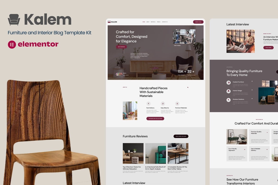 Kalem – Furniture & Interior Design Blog Elementor Template Kit