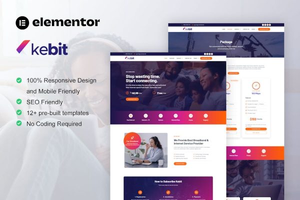 Kebit – Broadband & Internet Service Provider Elementor Pro Template Kit
