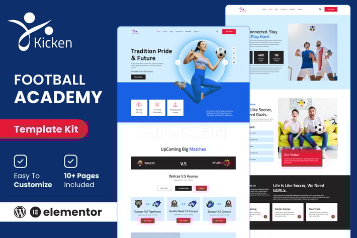 Kicken – Football & Sports Academy Elementor Template Kit