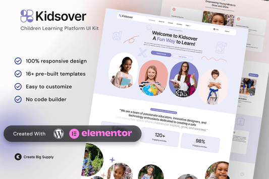Kidsover- Children’s Learning Platform Elementor Template Kit