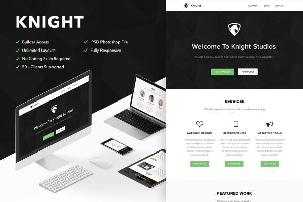 Knight – Responsive Email + Themebuilder Access High quality responsive email newsletter template | MailChimp | Campaign Monitor supported