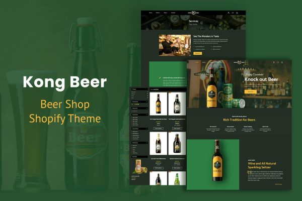 Kong - Alcohol, Beer & Liquor Store Shopify Theme Single Product Dark Responsive eCommerce Template best for Liquor Shops, Online Beer & Wine Stores.