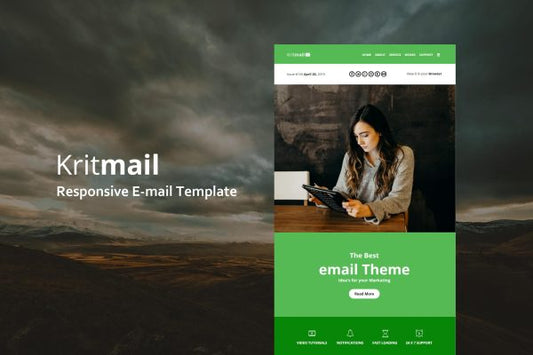 Krit Mail – Responsive E-mail Template Krit Mail – 40+ Modules Responsive Email Template is a Modern and Clean Design email template.