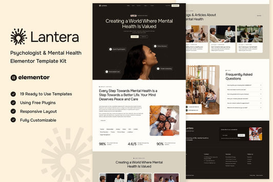 Lantera – Psychologist & Mental Health Elementor Template Kit