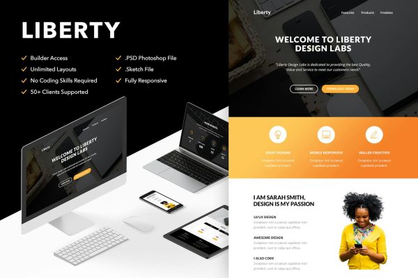 Liberty – Responsive Email + Themebuilder Access High quality responsive email newsletter template | MailChimp | Campaign Monitor supported