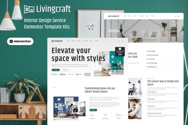 Livingcraft – Interior Design Services Elementor Pro Template Kit