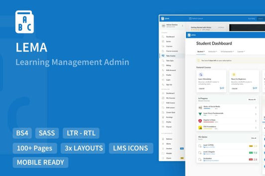 LMS Dashboard Template LEMA – a complete learning management system template