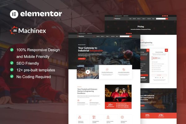 Machinex – Engineering & Industrial Service Elementor Template Kit
