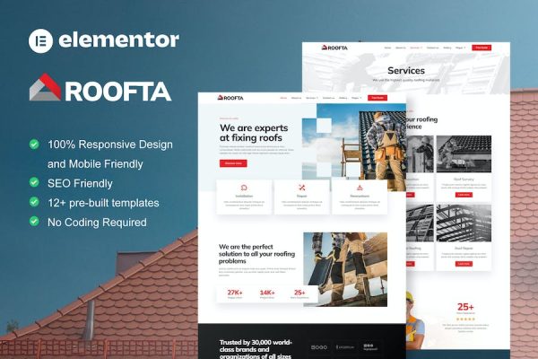 Roofta – Roofing Services Elementor Template Kit