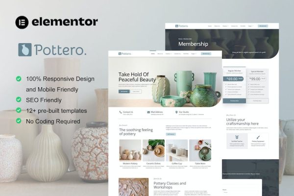 Pottero – Pottery & Ceramics Studio Elementor Template Kit