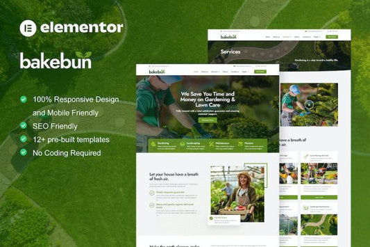 Bakebun – Landscape & Gardening Elementor Template Kit