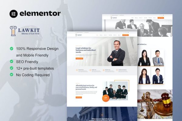 Lawkit – Attorney Law Firm Elementor Template Kit