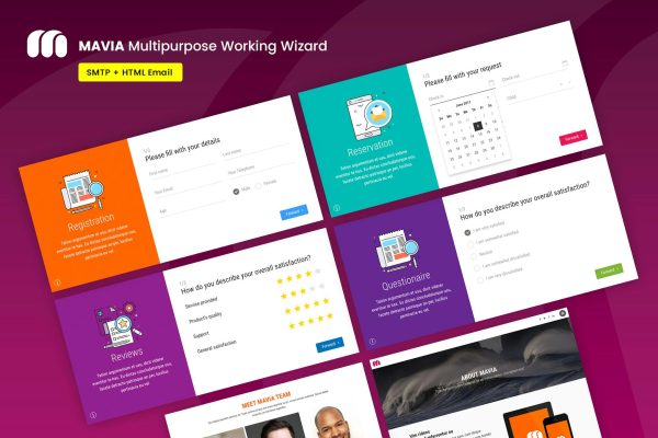Mavia – Multipurpose Form Wizard Complete & Easy Form Wizard. Registration, Reservation, Questionare or Reviews Wizard.