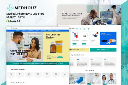 Medhouz - Medical, Pharmacy & Lab Store Shopify Th Responsive, Multipurpose Medical Mirjana Supplies, Drugstore, Hospital Clinics Pharma Online Stores.