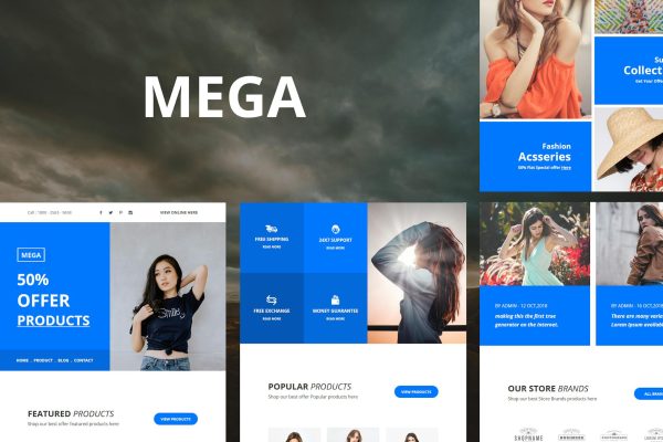 Mega – 35+ Modules E-mail Templates Mega Mail – Responsive Ecommerce Email Template is a Modern and Clean Design email template.