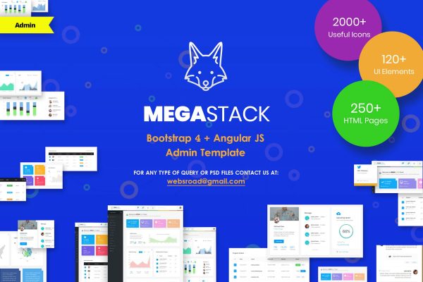 MegaStack – Bootstrap 4 & Angular JS Admin Panel Responsive admin template based on Angular JS and bootstrap 4 with unlimited possibilities.