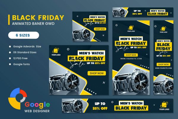 Men Watch Black Friday Sale HTML5 Banner Ads GWD Men Watch Black Friday Sale HTML5 Banner Ads Google Web Designer