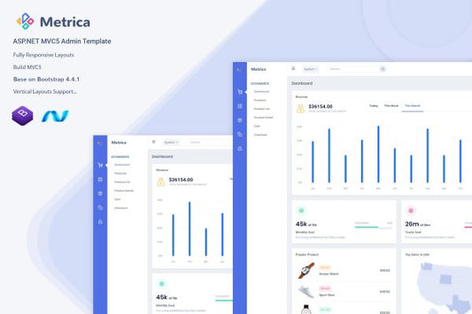 Metrica – ASP.NET MVC5 Admin & Dashboard Template Metrica very clean Minimal and Material Admin Dashboard Template