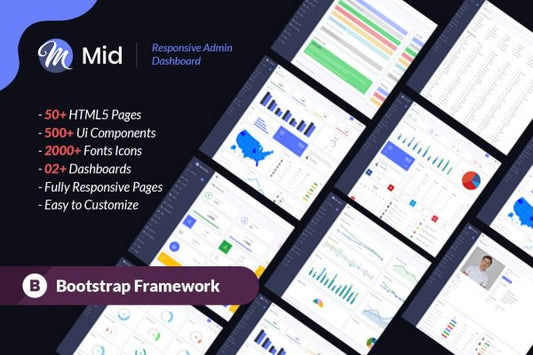 Mid – Creative Dashboard Template It is fully responsive admin dashboard template built with Bootstrap, HTML5 and CSS3, Media query.