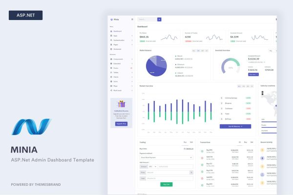Minia – ASP.Net Admin Dashboard Template Minia is a simple and beautiful admin template built with Bootstrap ^5.1.3 and ASP.Net Core.
