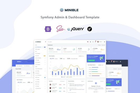 Minible – Symfony Admin & Dashboard Template Minible is a simple and beautiful admin template built with Bootstrap ^5.1.3 and Symfony.