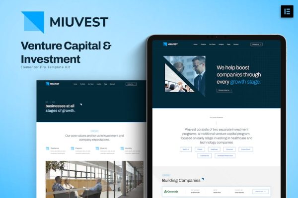 Miuvest – Venture Capital & Investment Elementor Template Kit