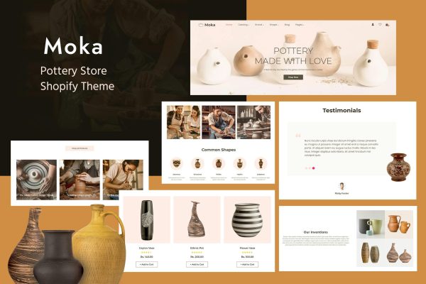 Moca - Ceramic Pots, Handmade Artist Shopify Theme Responsive Shopify eCommerce Template, Best for Handicrafts, Handmade Jewels & Furniture Products.