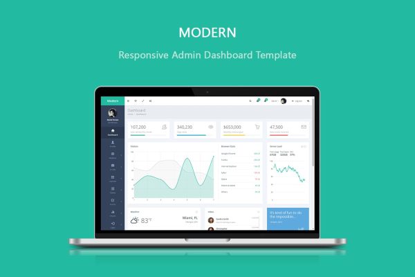 Modern – Responsive Admin Dashboard Template Modern is clean and well designed template for any types of backend applications