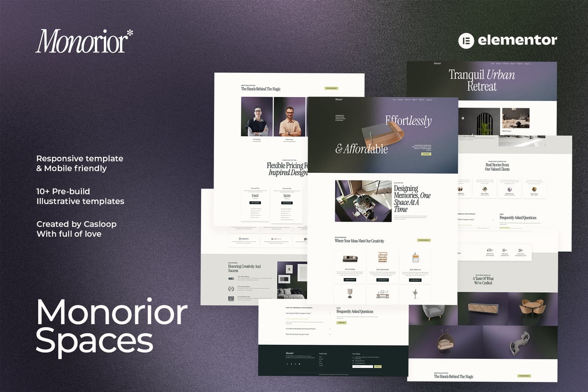 Monorior Space – Gradient Interior Elementor Template Kit
