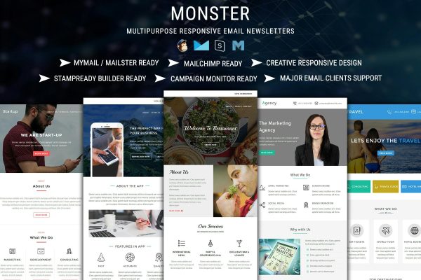 Monster Multiconcept Email Template Pack Best multiconcept email template pack for all kind of business