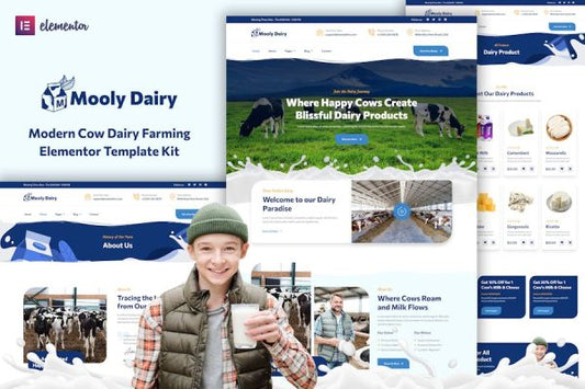 Mooly – Modern Cow Dairy Farming Elementor Template Kit