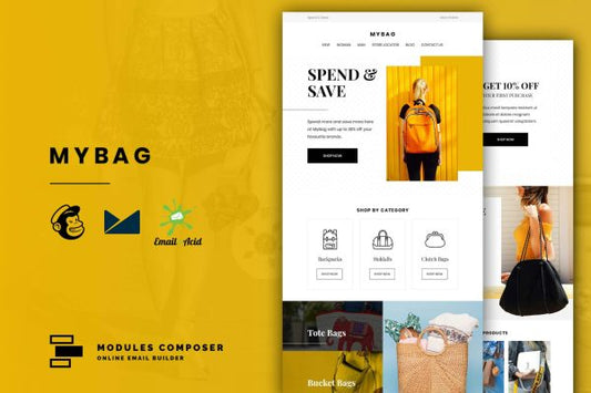 MyBag – E-commerce Responsive Email Template Create beautiful responsive e-mail templates for promoting your e-shop, business & services