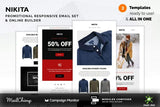 Nikita – Promotional Email Templates Set Nikita – Promotional Email Templates Set with Online Builder