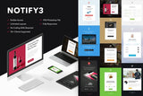 Notify3 – 10 Emails + Themebuilder Access 10 High quality responsive email newsletter templates | MailChimp | Campaign Monitor supported