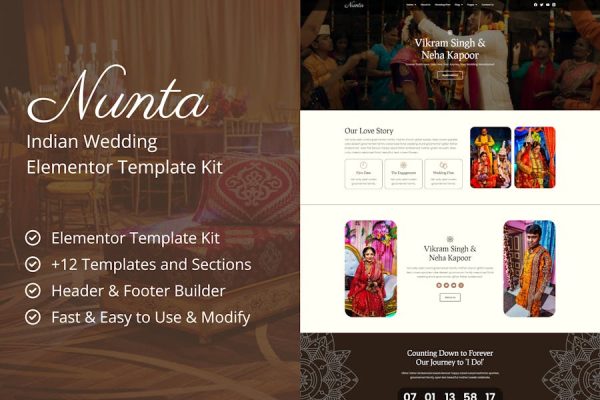 Nunta – Cultural Wedding Elementor Template Kit