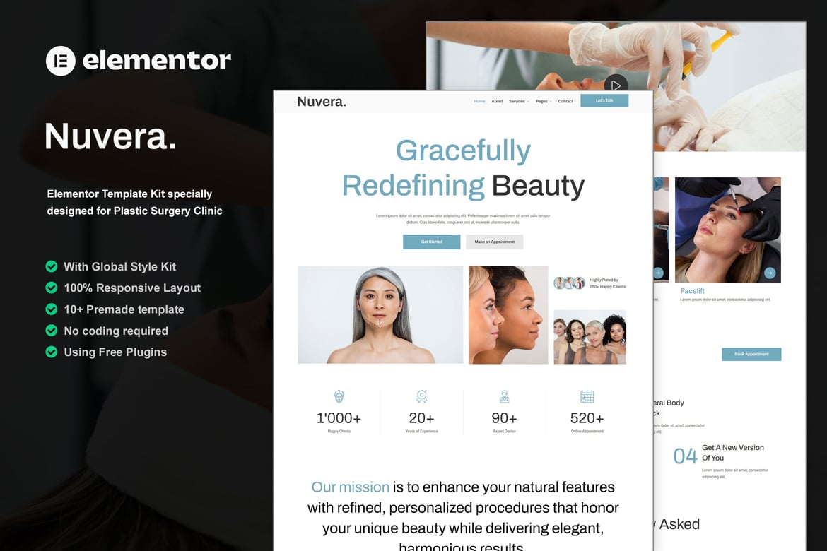 Nuvera – Plastic Surgery Clinic Elementor Template Kit