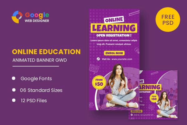 Online Learing HTML5 Banner Ads GWD Online Learing HTML5 Banner Ads GWD