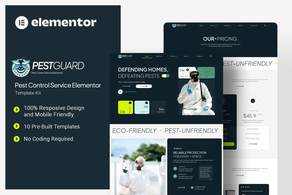 Pestguard – Pest Control Service Elementor Template Kit