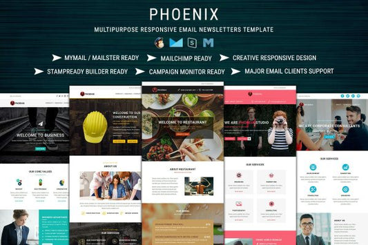 PHOENIX – Multi-Concept Responsive Email Pack PHOENIX Multi Business Email Templates Pack to Grow Your Business